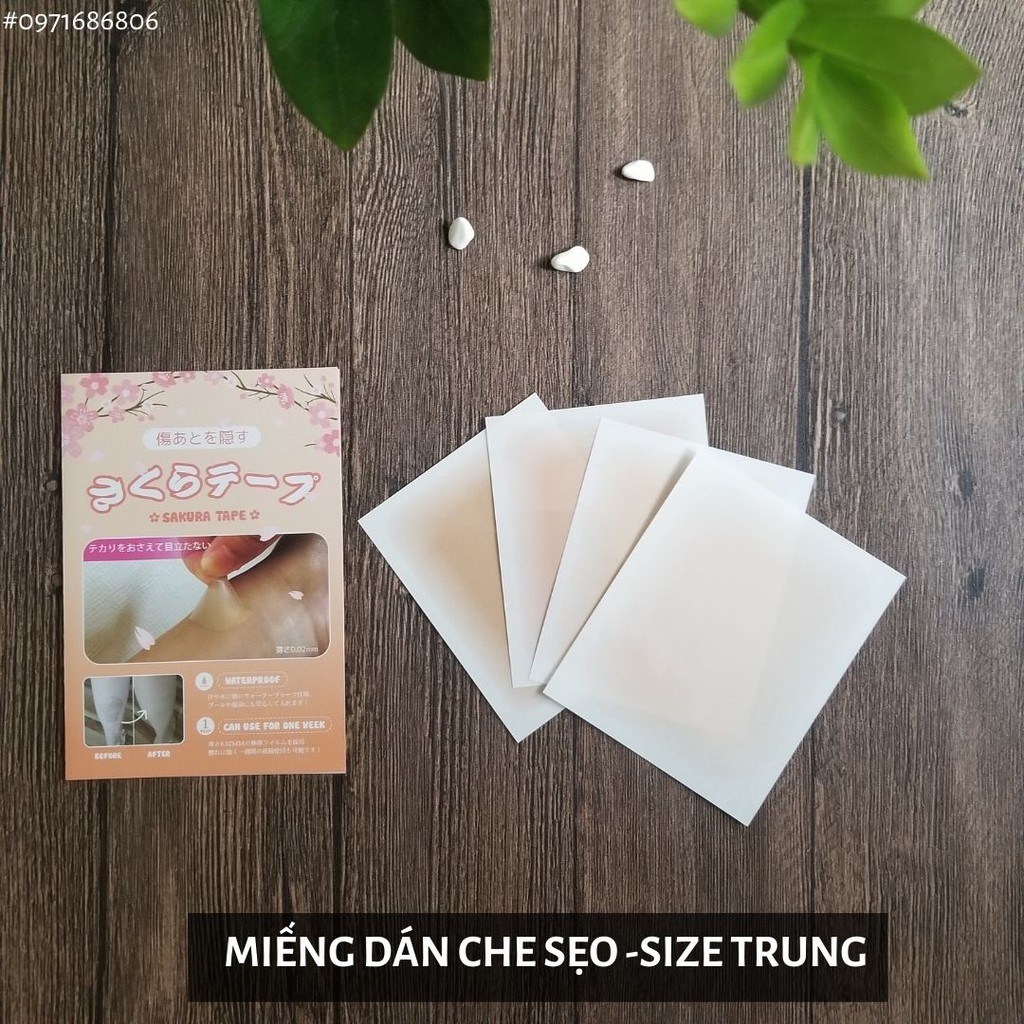 Miếng che sẹo Nhật bản Sakura size 8x10cm che sẹo lồi che sẹo thâm che sẹo lõm che khuyết điểm nhiều màu chống nước