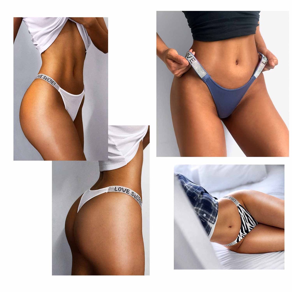 Quần lót lọt khe nâng ngực lưng thấp in chữ thời trang cho nữ | BigBuy360 - bigbuy360.vn