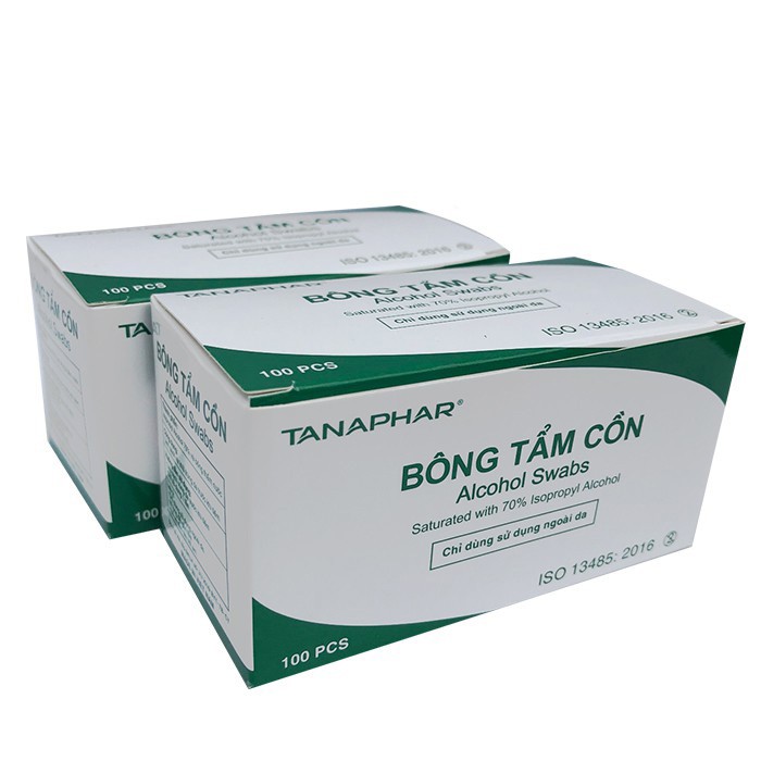 Bông tẩm cồn ALCOHOL SWABS sát khuẩn, sát trùng hộp 100 miếng