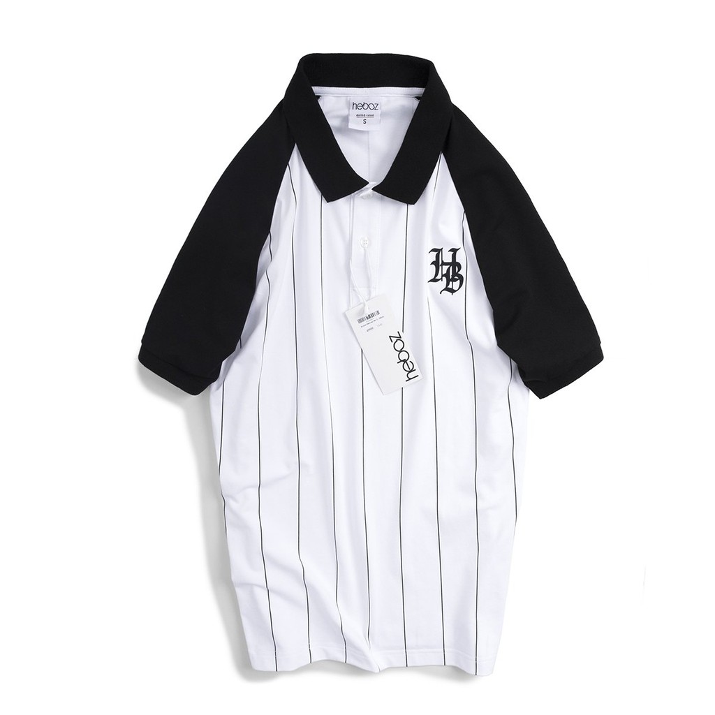 Áo thun nam có cổ - Polo HEBOZ sọc phối Raglan - chất cotton pha mịn mát cao cấp 3M - 00000648
