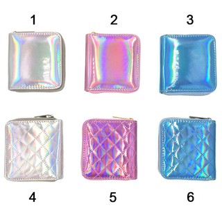 Bóp Ví Ngắn Nữ Cầm Tay Da Bóng Trơn Màu Hologram Loại Trơn Và Quả Trám !