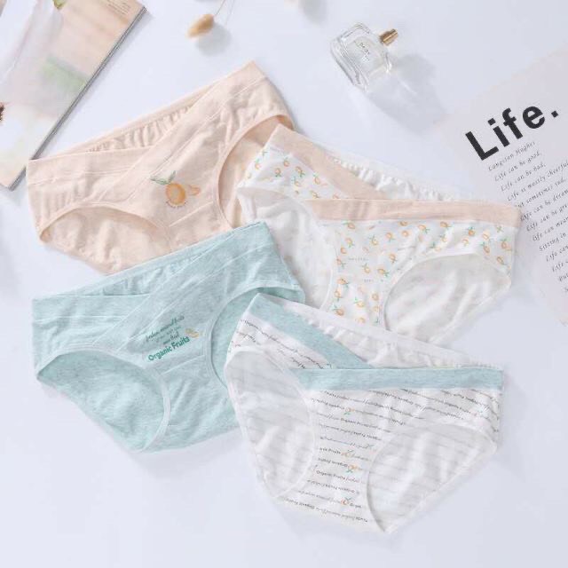 Set 4 quần lót Bầu Sau Sinh cạp chéo cotton CAO CẤP cho bà bầu sinh thường hoặc sinh mổ size từ 43 - 85kg