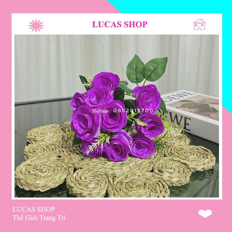Hoa Giả- Cụm Hoa Hồng Tuyết 12 Nhánh Decor Nhà Cửa, văn Phòng Siêu Xinh