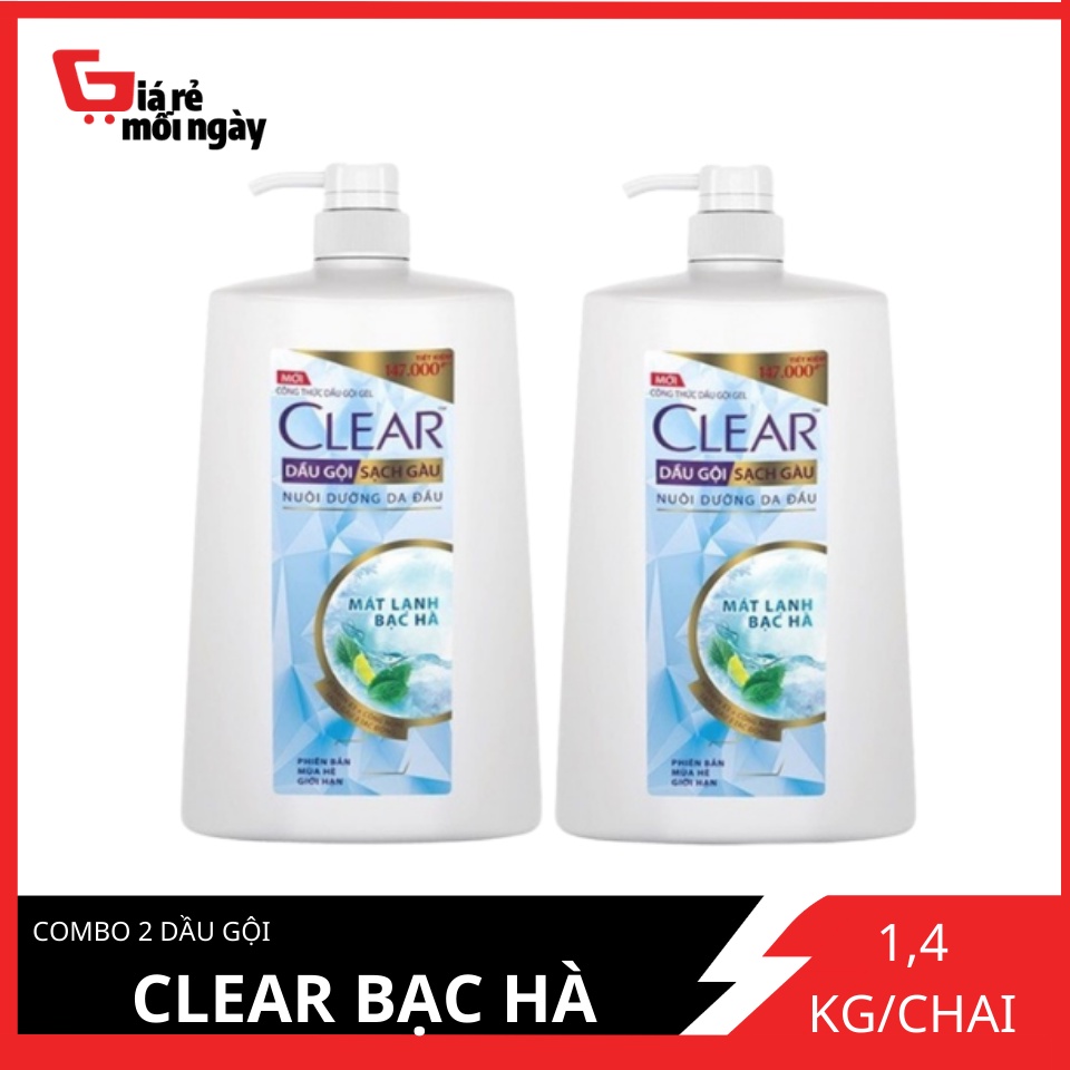 Combo 2 Dầu gội Clear Bạc Hà 1400g