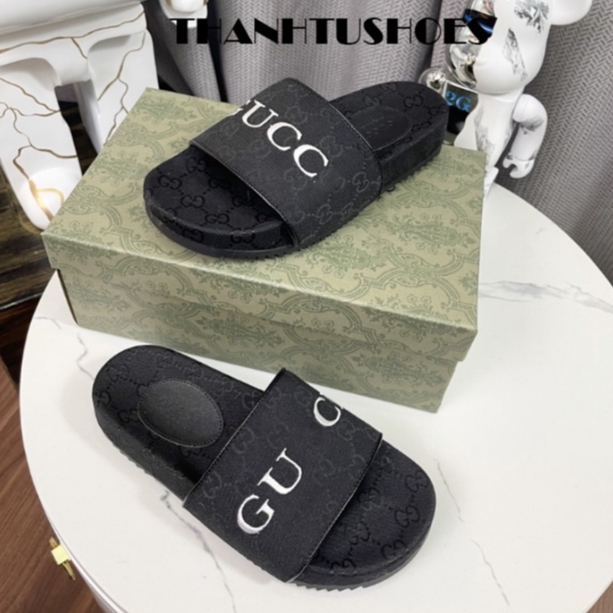 Dép nữ đế bánh mỳ GU Chì độn đế 4cm , dép nữ thời trang super full box