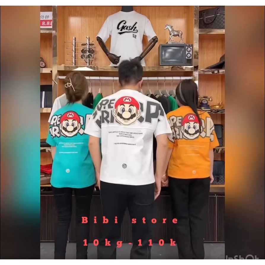 Áo thun Unisex form rộng có cả Bigsize in hình Mario. Áo phông tay lỡ vải cotton co giãn, thoáng mát, thấm hút mồ hôi