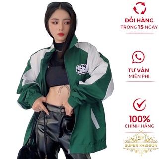 Áo khoác dù nữ cổ bẻ super fashion vải dù 2 lớp phối màu có túi d93