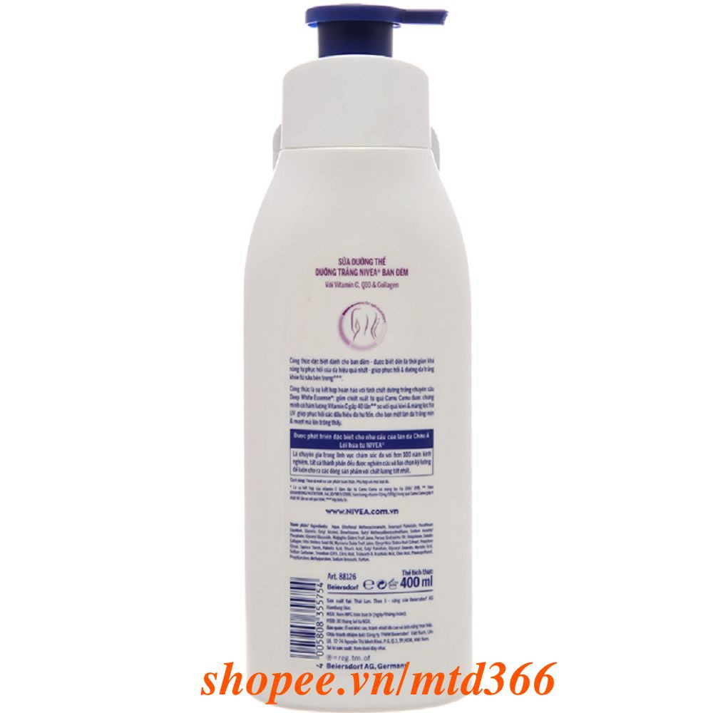 Sữa Dưỡng Thể 400Ml Nivea Ban Đêm Làm Trắng, Sẵn Chắc Da Extra White Night Nourish.