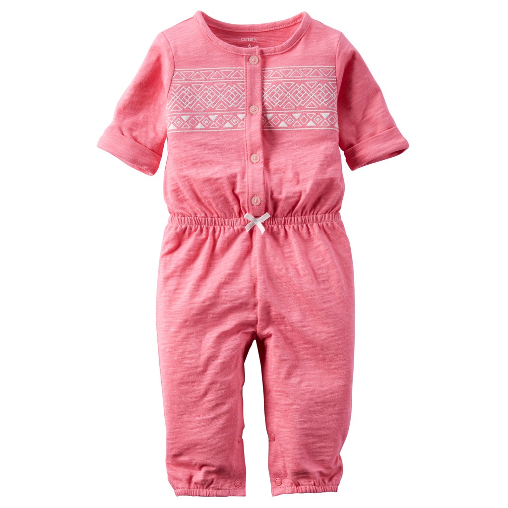 Jumpsuit bé gái hồng tay lửng(3M-24M)Chính Hãng Carter's Mỹ