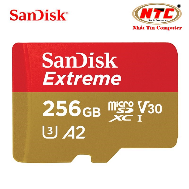 Thẻ Nhớ MicroSDXC SanDisk Extreme A2 V30 U3 4K 256GB R190MB/s W130MB/s (Gold) - Nhất Tín Computer