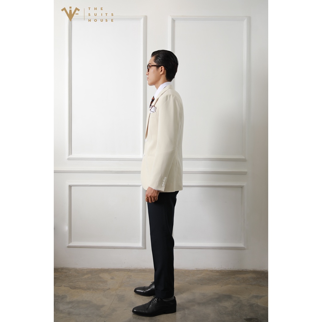 Vest NAM áo blazer vest suit quần tây, trắng kem phối xanh đen đậm 2K3T, satorial, chất vải WOOL - THE SUITS HOUSE