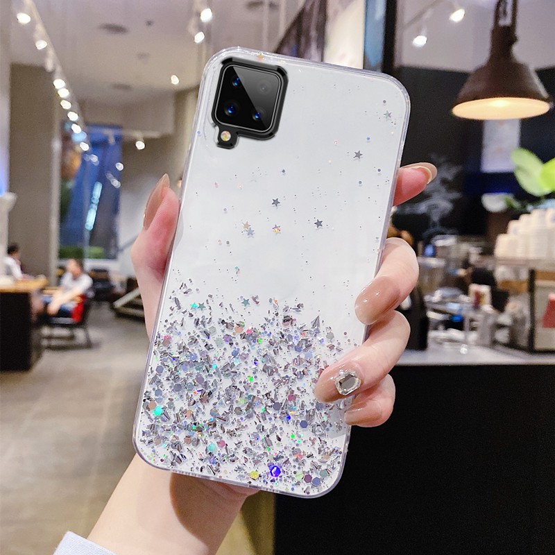 Ốp điện thoại silicon TPU mềm kim tuyến lấp lánh cho Samsung Galaxy A12 A42 5G