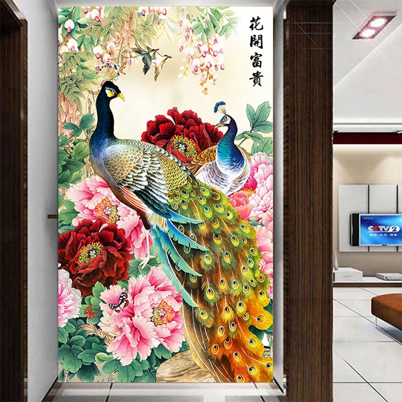 Bộ Tranh Đính Đá 5D Tự Làm Hình Chim Công Phong Cách Mới