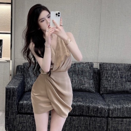 Đầm Không Tay Cổ Chữ V Thiết Kế Mới Thời Trang Mùa Hè Theo Phong Cách Pháp Dành Cho Nữ
