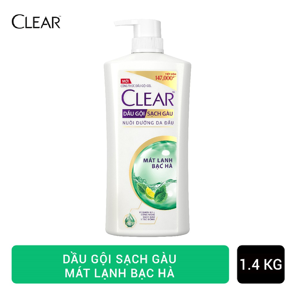 Dầu gội sạch gàu Clear mát lạnh bạc hà 1.4kg | BigBuy360 - bigbuy360.vn