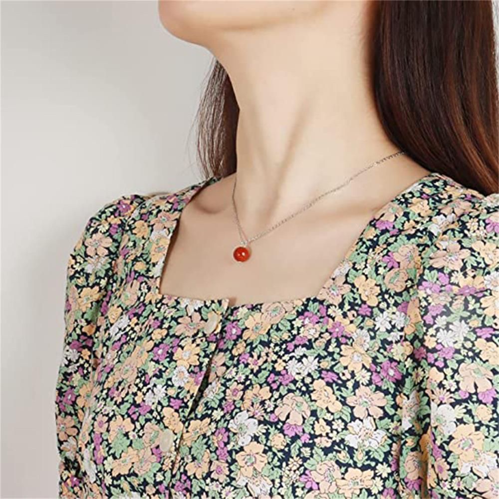 Vòng cổ mặt hình trụ bằng carnelian hình lục giác độc đáo thời trang cho nữ
