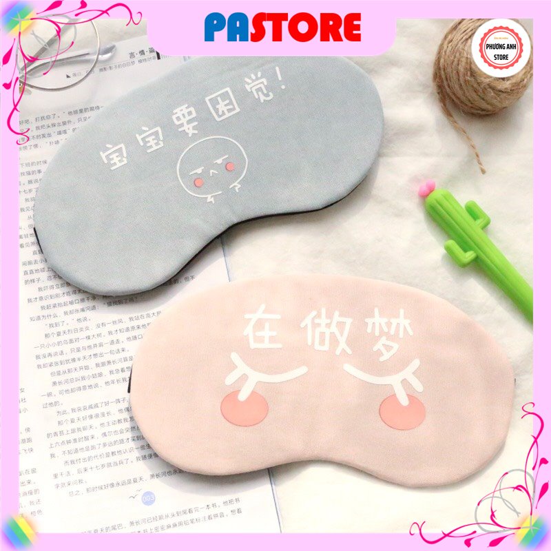 Che mắt, bịt mắt ngủ có gel làm mát họa tiết dễ thương, chất liệu vải cao cấp