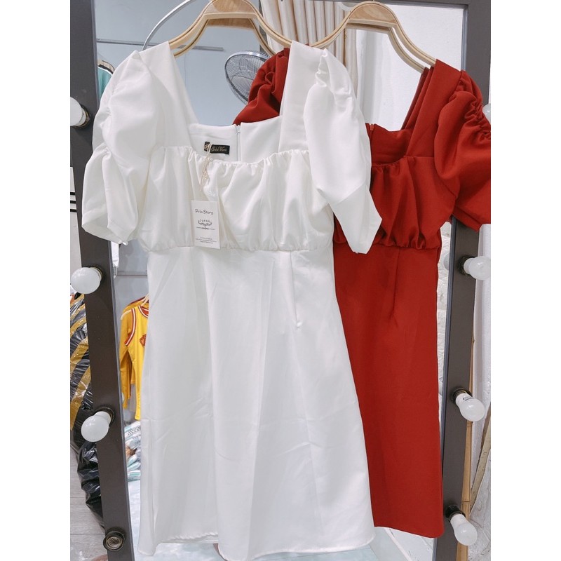 [Mã FATHANG5 giảm 10K đơn 50K] váy cổ vuông tay rúm | BigBuy360 - bigbuy360.vn