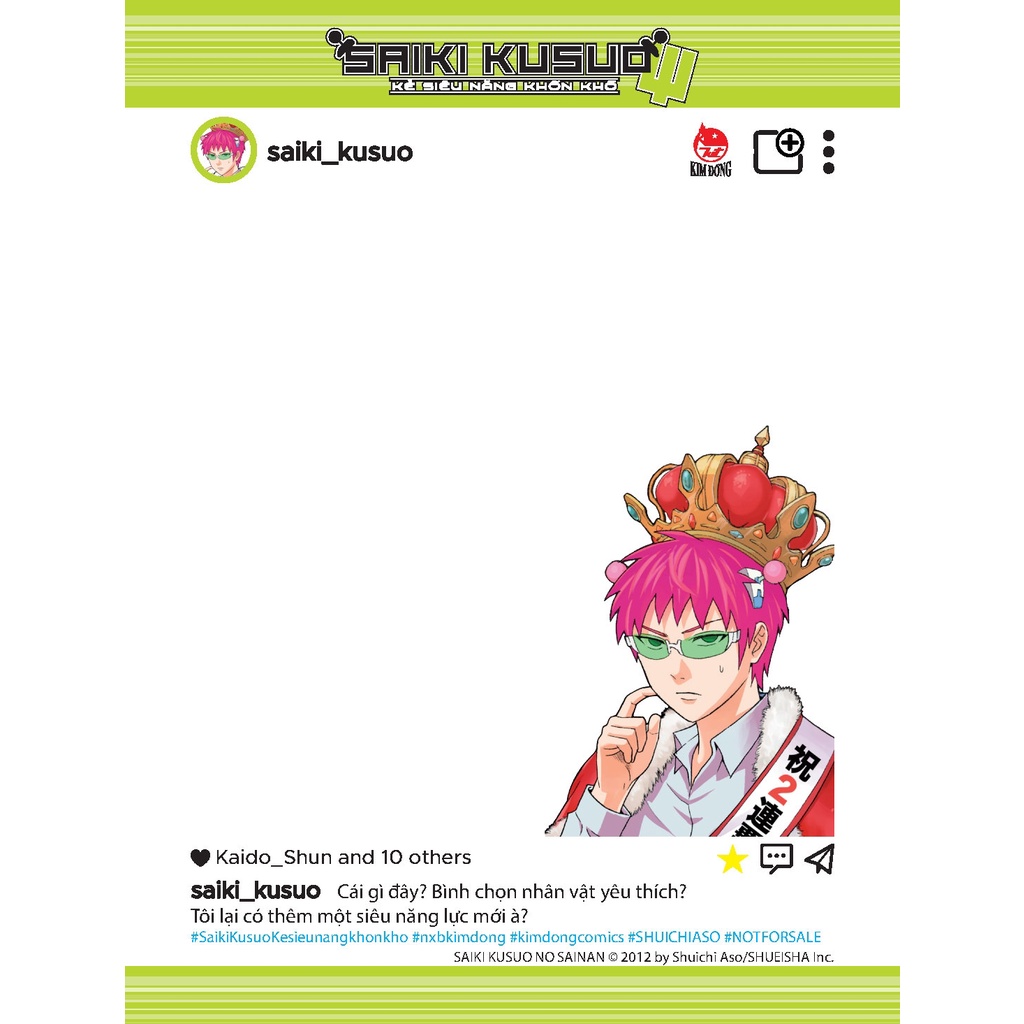 Thẻ SNS Card Saiki Kusuo - Kẻ siêu năng khốn khổ - NXB Kim Đồng