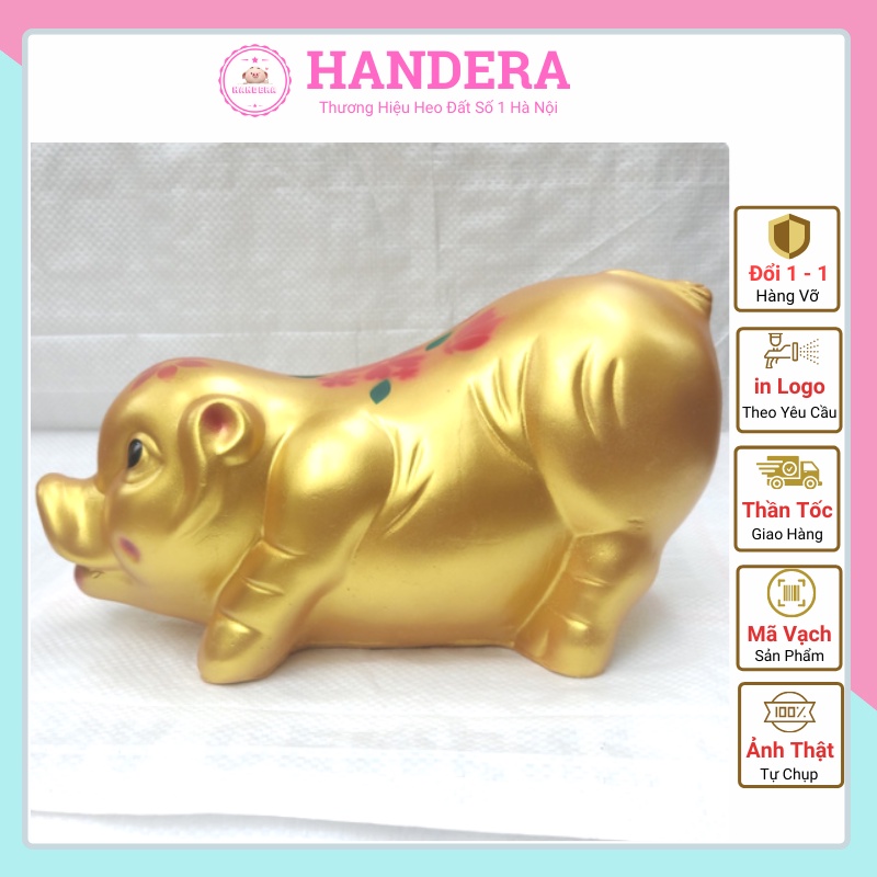 Heo đất tiết kiệm tiền HANDERA dáng dài hoạt hoa bướm vàng đồng chất liệu thạch cao không ẩm mốc tiền an toàn sử dụn