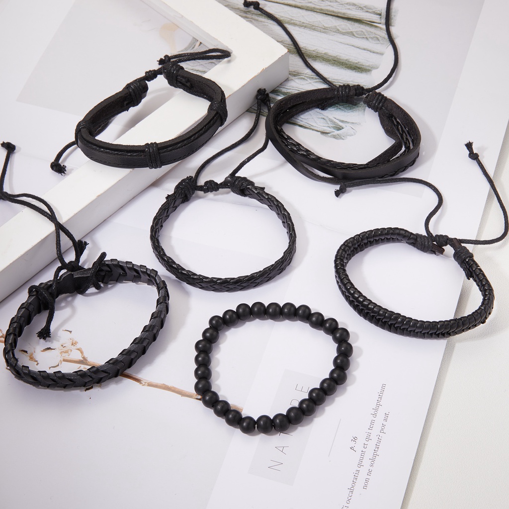 Vòng tay da RINHOO nhiều lớp thời trang cho nam