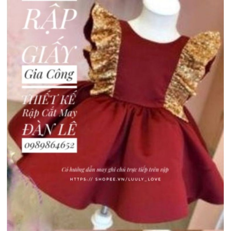 RG28_ Rập giấy mẫu đầm công chúa cho bé gái