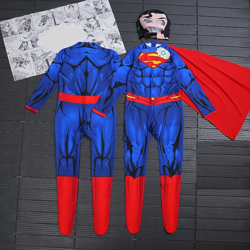 Bộ đồ siêu nhân cho bé trai dài kín người, đồ hoá trang Halloween siêu nhân cho bé trai, tặng kèm nón và găng tay
