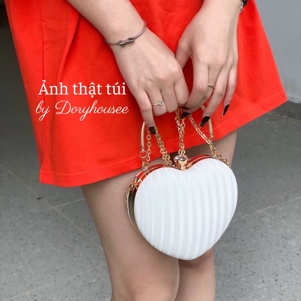 (Hàng sẵn - Ảnh thật) Túi xách nữ hình trái tim, túi đeo chéo cầm tay quai xách đính đá, đi tiệc, đi chơi sang trọng