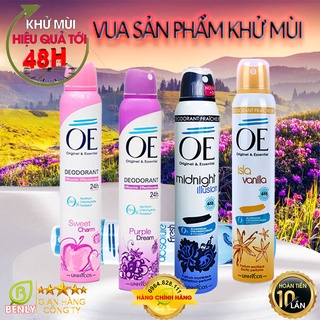 Xịt khử mùi nữ, khô thoáng, thơm lâu, không vàng áo, làm trắng da, mờ thâm - Xịt thơm body nữ- OE Pháp - 200ml
