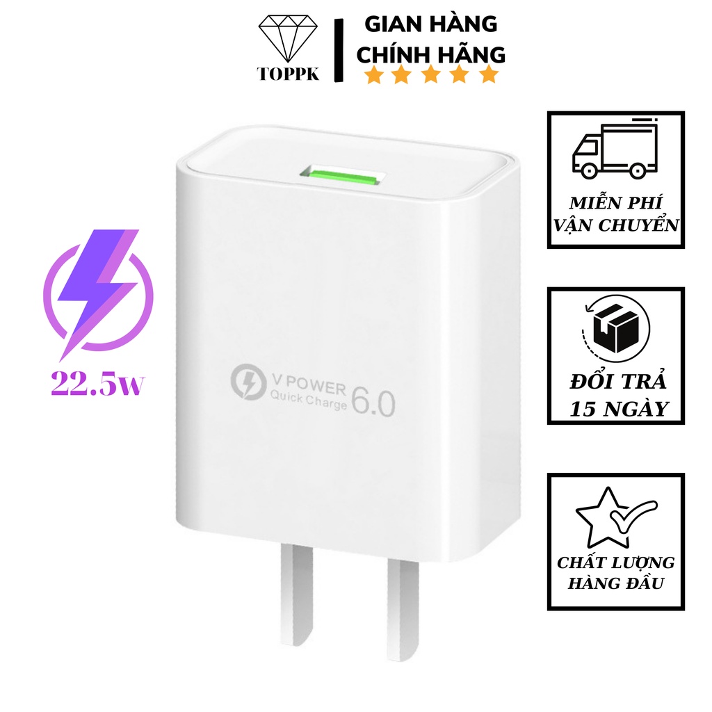 Củ Sạc nhanh LETANG 22,5W cho IP samsung oppo xiaomi và các dòng máy androi khác Cao Cấp