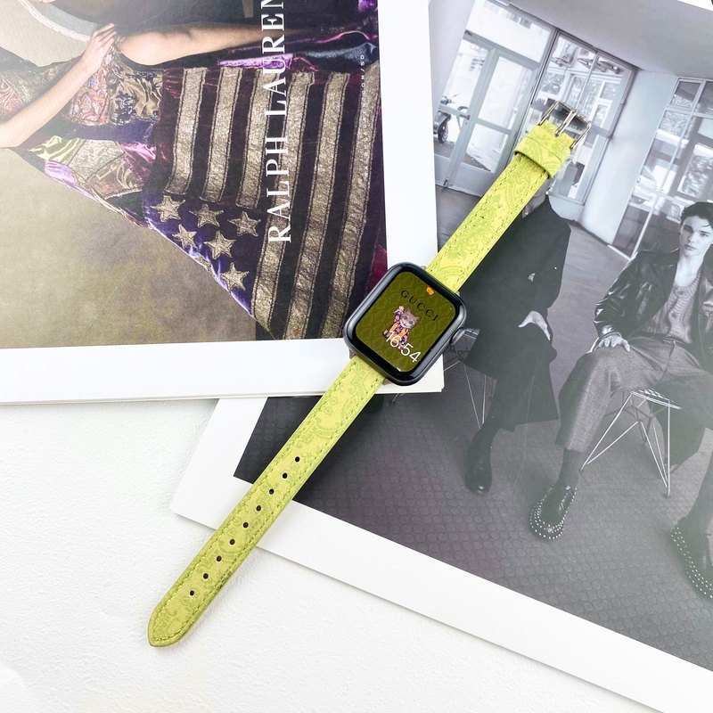 Dây Đeo Bằng Da Họa Tiết gucci Dành Cho Apple Watch Band 41MM 45MM 40mm 44mm 38mm 42mm Series 7 SE 6 5 4 3 2 1