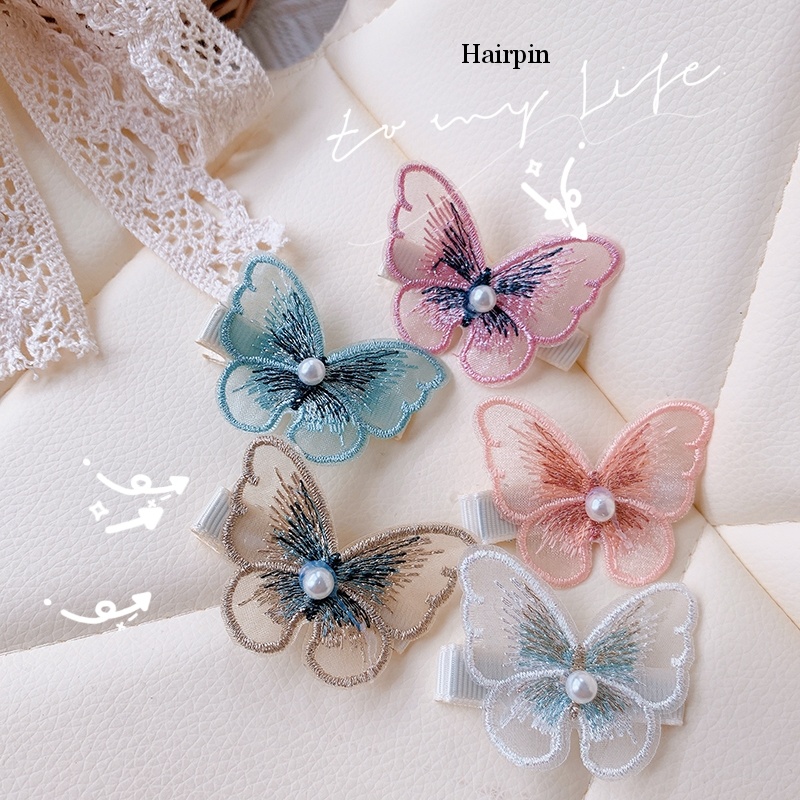Beautywish Korean Lovely Lace Butterfly Hairpin for Girl Women Kids Hair Clip Jewelry Accessories