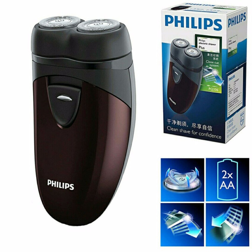 Máy cạo râu du lịch Philips PQ206 - Cạo khô và ướt, lưỡi tự mài sắc