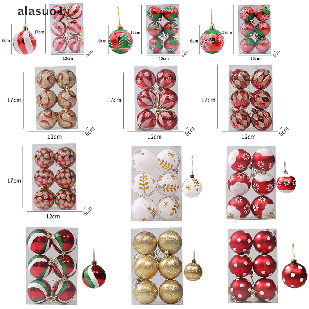 1 [alasuo1] 6 Quả Châu Trang Trí Cây Thông Giáng Sinh Nhiều Màu