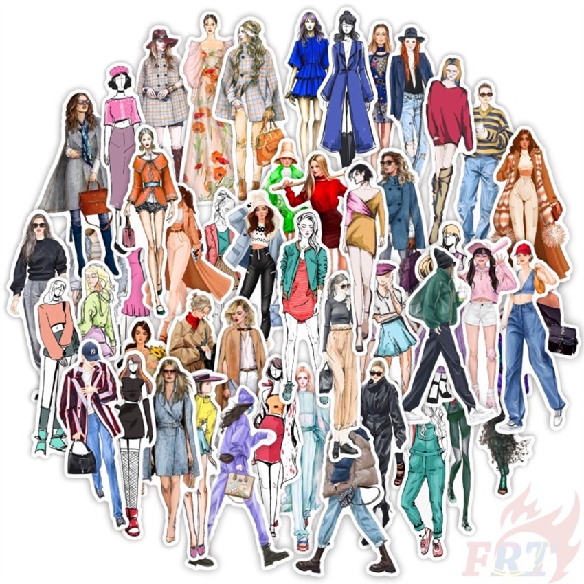 Bộ 100 Cái ❉ Miếng Dán Hình Cô Gái / Cô Gái Xinh Đẹp Hiện Đại Thời Trang ❉ Sticker Dán Tường Chống Thấm Nước Họa Tiết Doodle Hợp Thời Trang