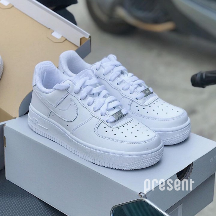 Giày sneaker Nike Air Force 1 chính hãng cho nam nữ, AF1 trắng thấp cổ full box Present Original Sneakers