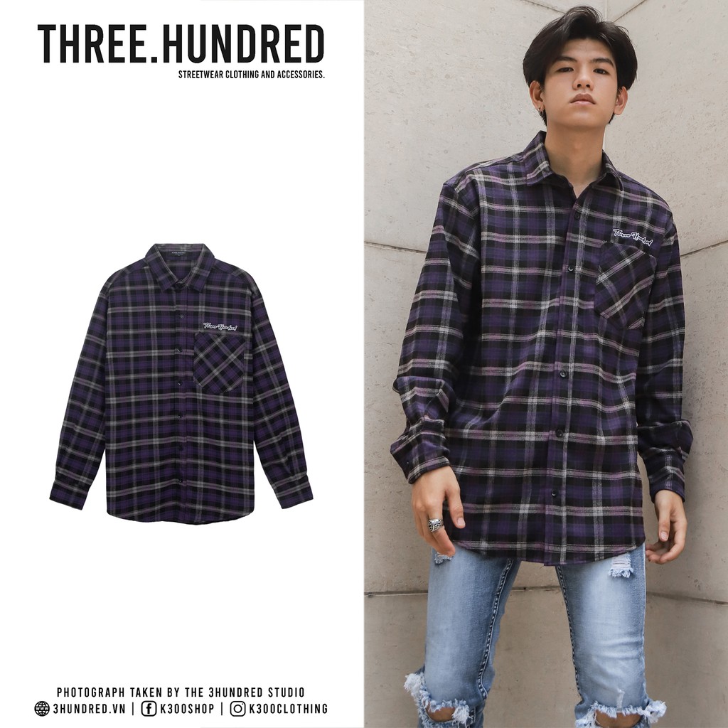 Áo Sơ Mi Flannel Three Hundred Màu Tím