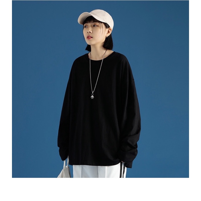 Áo thun trơn tay dài form dáng unisex cho nam nữ giá rẻ