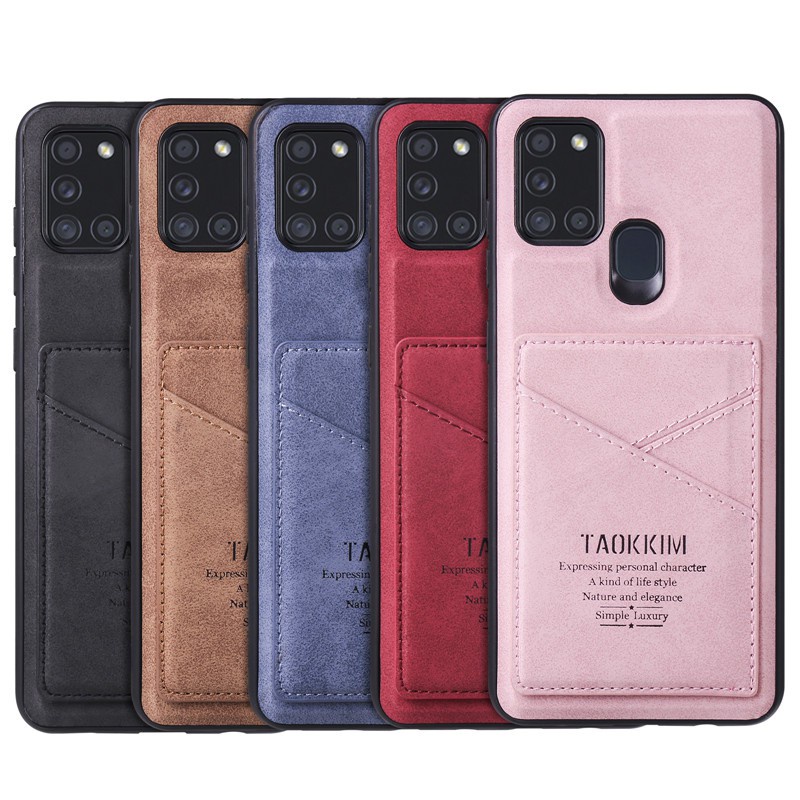 Bao Da Điện Thoại Pu Mềm Nắp Gập Kiểu Ví Có Khóa Từ Tính Cho Samsung Galaxy A21S S10 Plus S9 Plus S8 Plus S7 Edge A41 S10 + S9 + S8 + Đứng