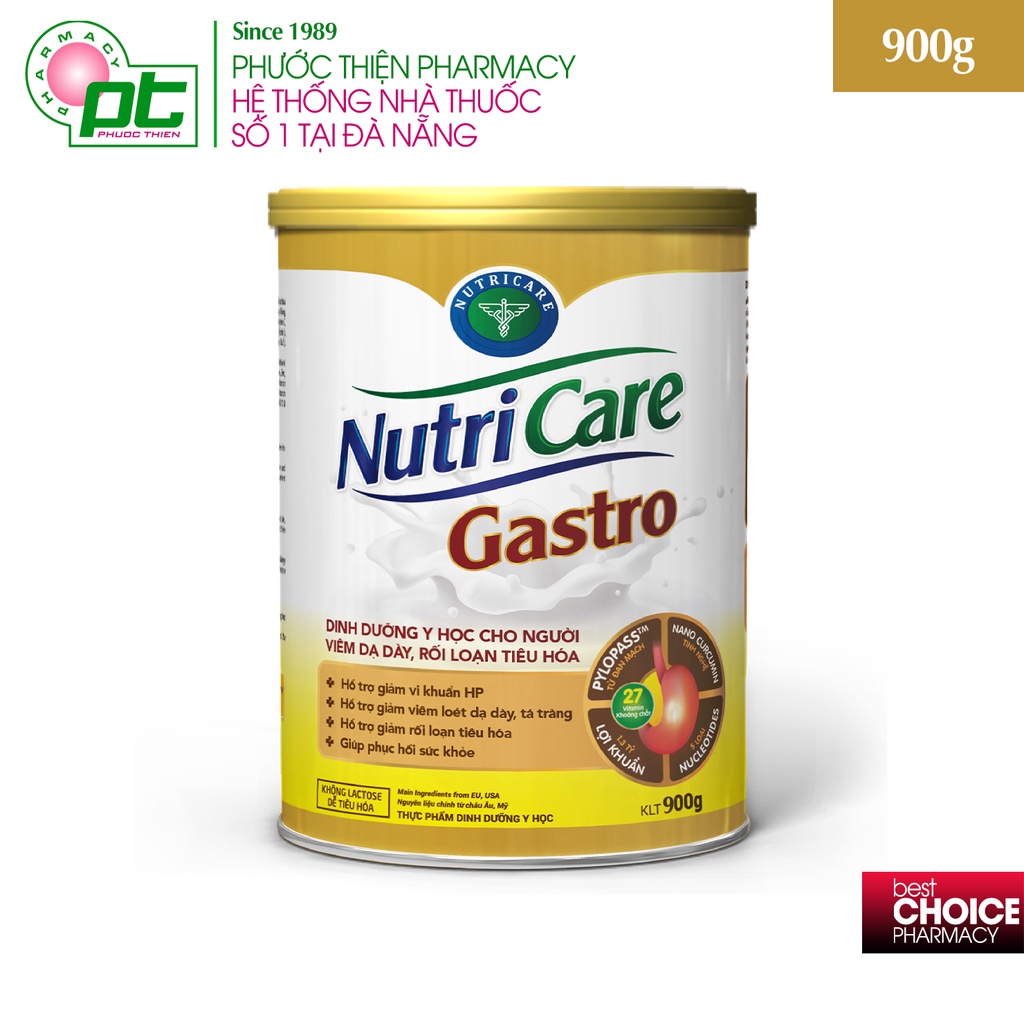 NutriCare Gastro - Sữa Dành Cho Người Viêm Dạ Dày, Rối Loạn Tiêu Hóa Lon 900g