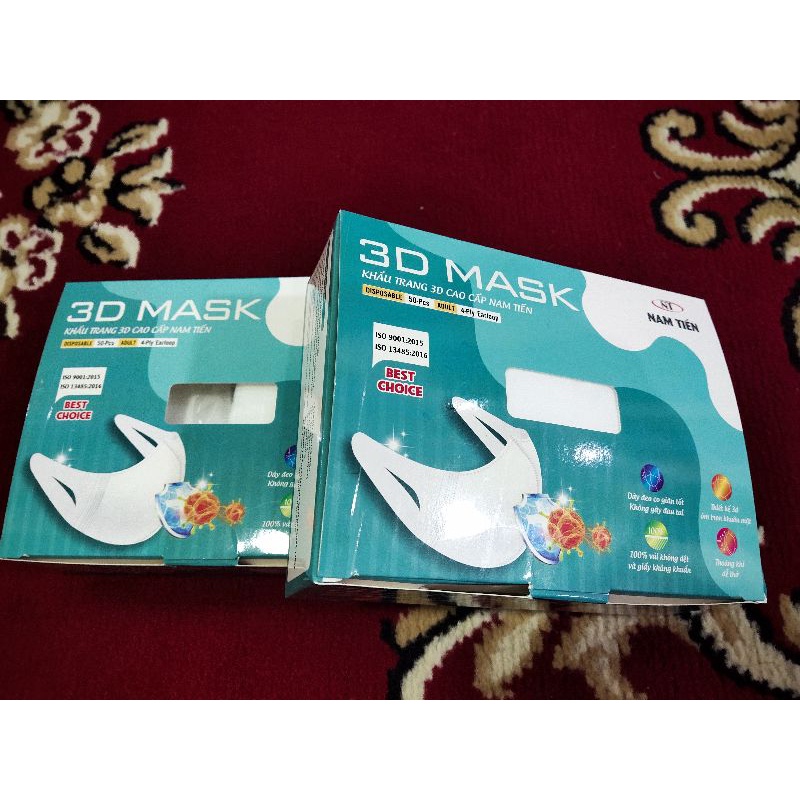 [3D NT Mask] Hộp 50 chiếc khẩu trang 3D NT Mask, khẩu trang Nam Tiến chính hãng không qua trung gian