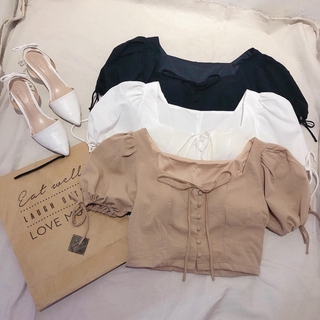 ÁO CROPTOP TAY PHỒNG NÚT BỌC