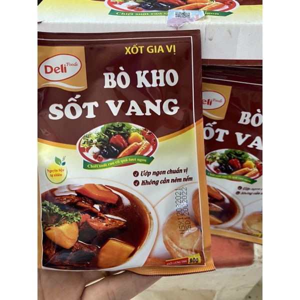 Xốt gia vị bò kho sốt vang Deli foods gói 80g
