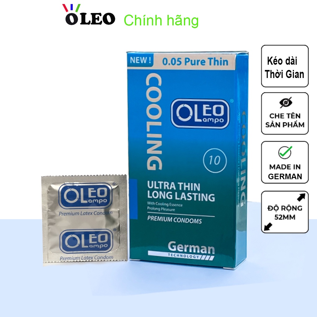 Bao cao su Oleo Cooling 10 bao. Bcs Oleo nhập khẩu German, giúp kéo dài thời gian quan hệ.