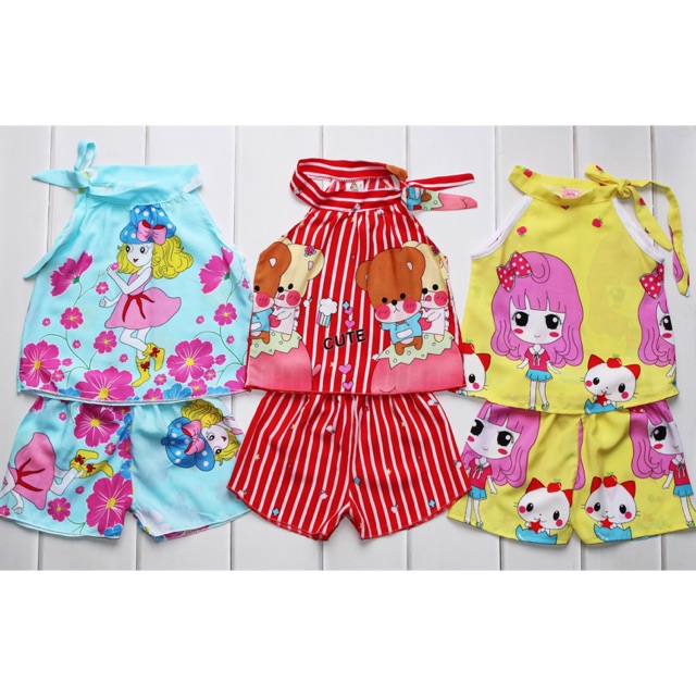 Set 3 bộ yếm nơ chỉ 120k