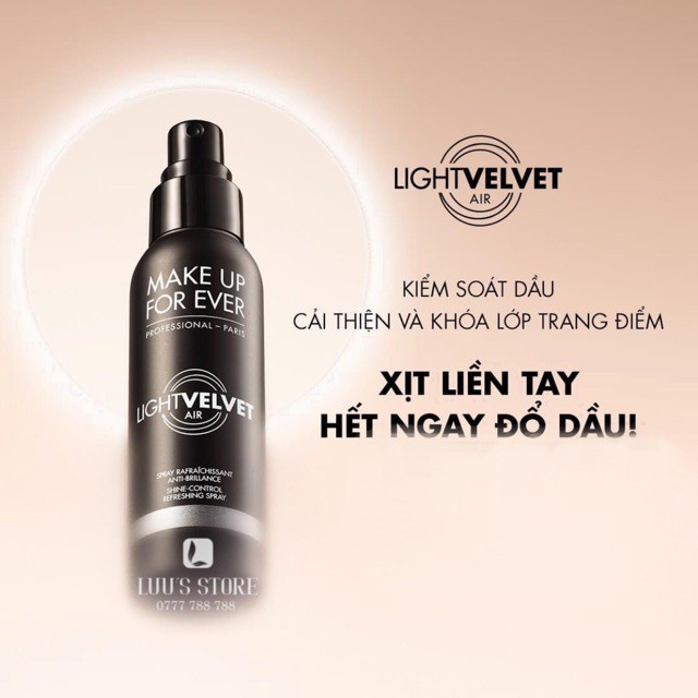 XỊT KHOÁNG KIỀM DẦU MAKEUP FOR EVER LIGHTVELVET AIR 100ML CHÍNH HÃNG - 7408