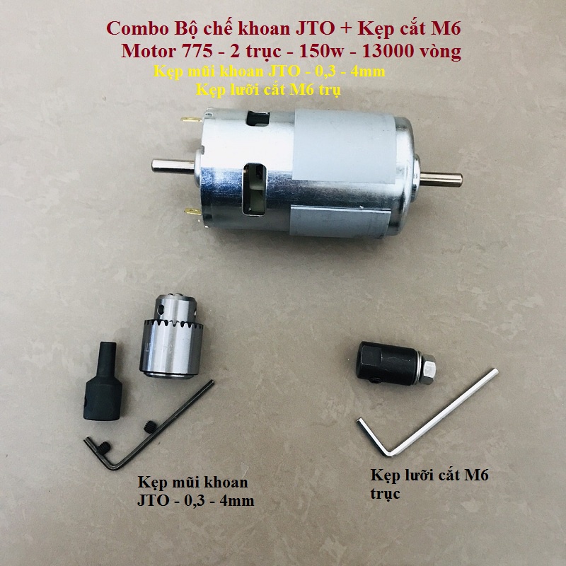Combo khoan Jto 0,3 - 4mm  và cắt Motor 775 150w 13000 vòng