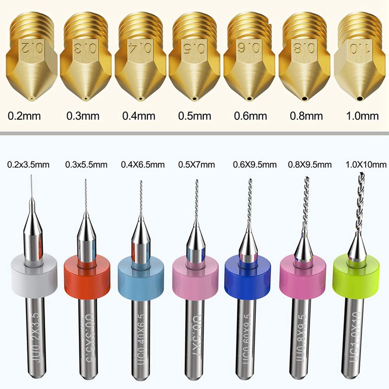 Bộ Vòi Phun MK8 Bằng Đồng Với Mũi Khoan Làm Sạch Cho Máy In 3D Creality CR-10 Ender