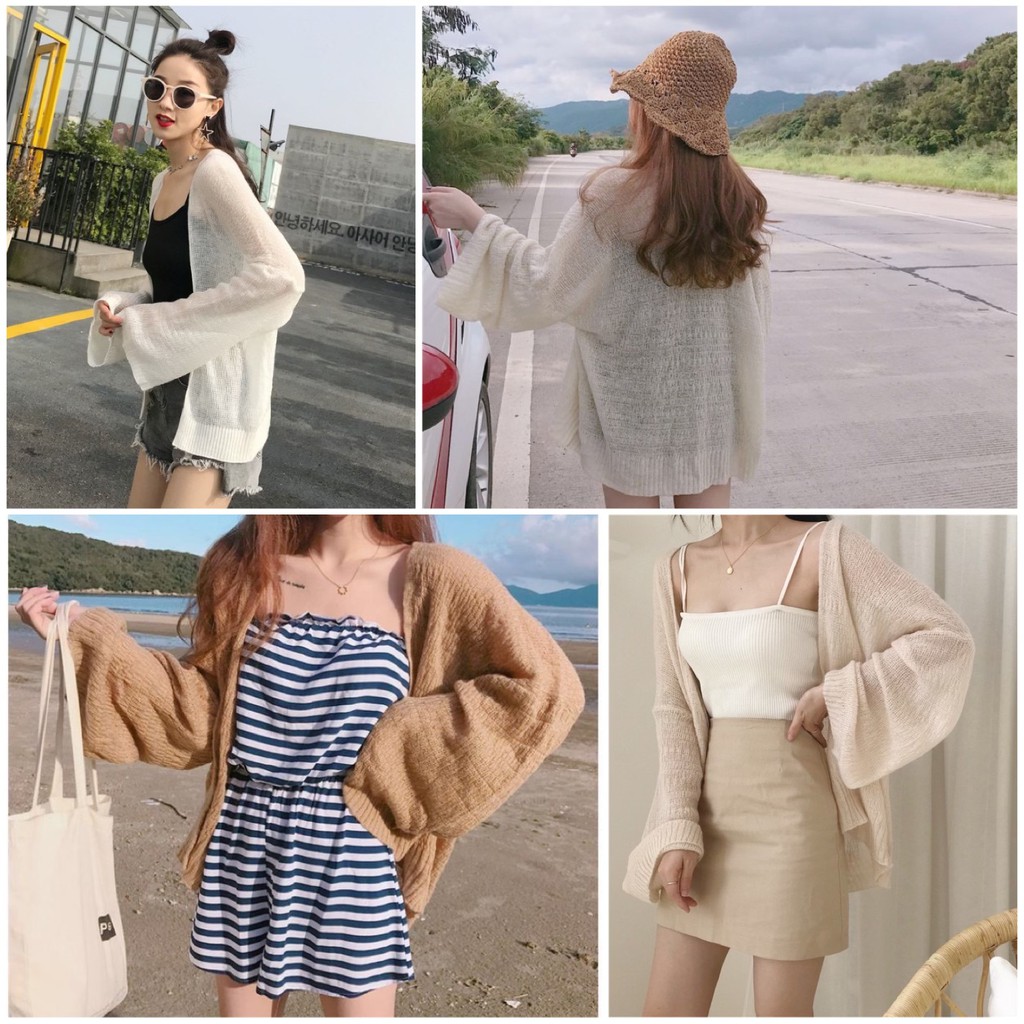 ÁO KHOÁC LEN NỮ 🌟FREESHIP🌟Áo Khoác Cardigan Chất Liệu Len Mỏng Phong Cách Hàn Quốc 934