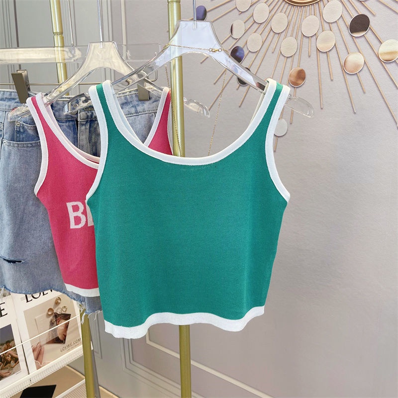 Áo Dệt Kim Sát Nách In Chữ Thời Trang Mùa Hè Dành Cho Nữ